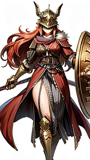 god々しくgod秘的な雰囲気を身にまとう彼女は威圧感を持ちながら貴方と対峙していた。
Her appearance is incredibly beautiful、but her lower body is horse legs and、She has hooves。
She carries a spear and a shield engraved with a star symbol、He is wearing a Greek helmet, but his head isn't sharp and he is standing with his upper body only in the illustration.　女god、Cool women　Background white　Background transparent Nutos Caanuburu　Long Skirt、Robe
