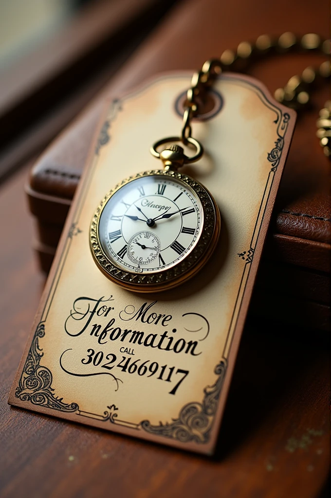 A watch card with a chain and a ring. That says more information to number 3024669197
