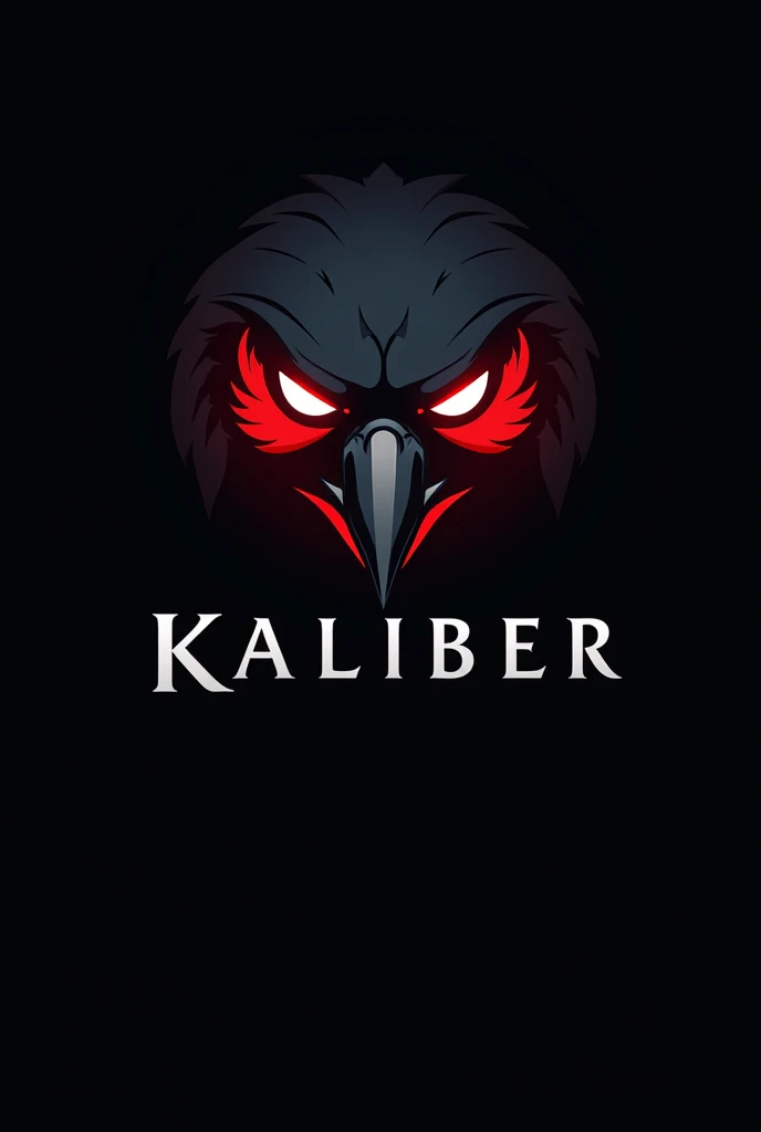 Red eyed hawk face logo with the word kaliber Below it