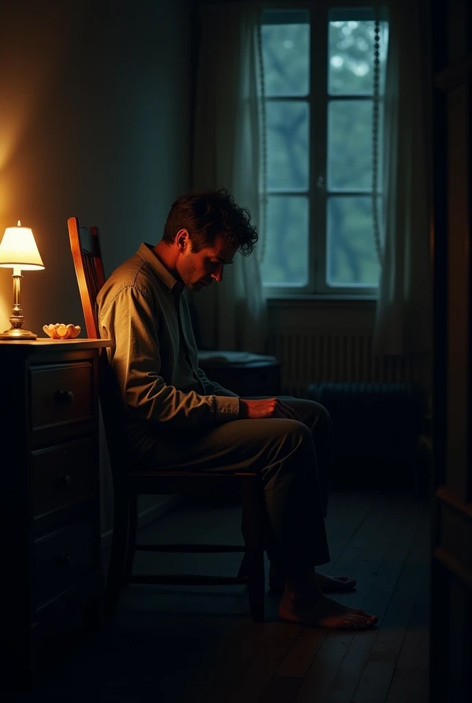 A tired man seeting night shadow image