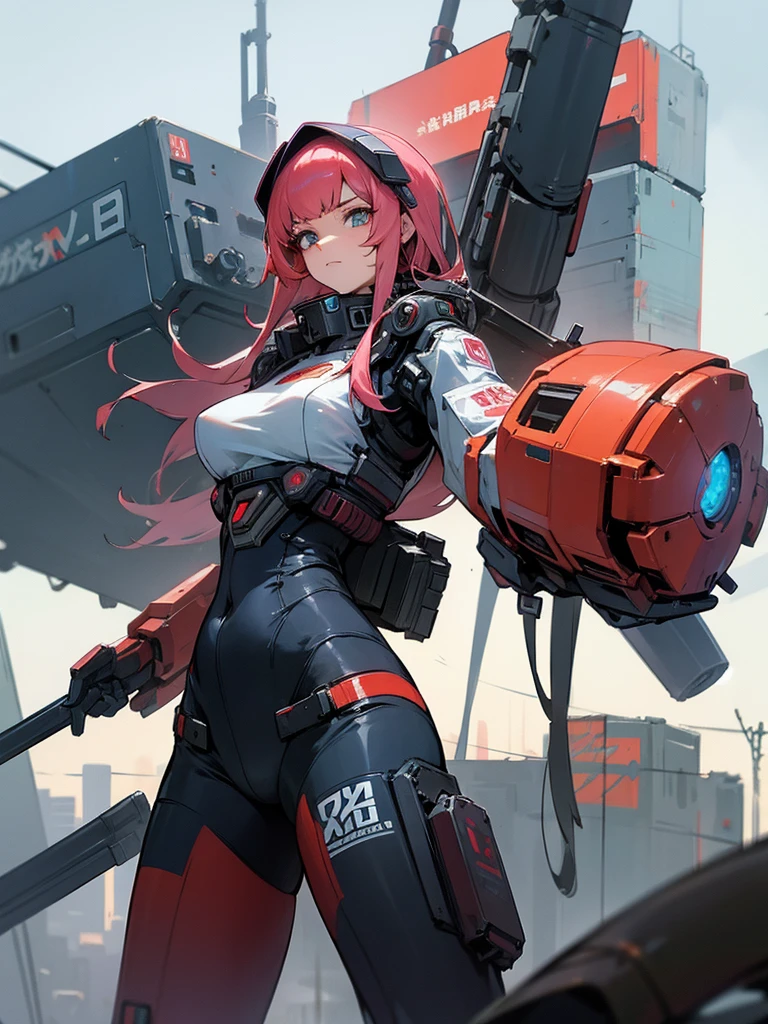 Cyberpunk style，Anime women，Lori，Stand on the mech，swim wears