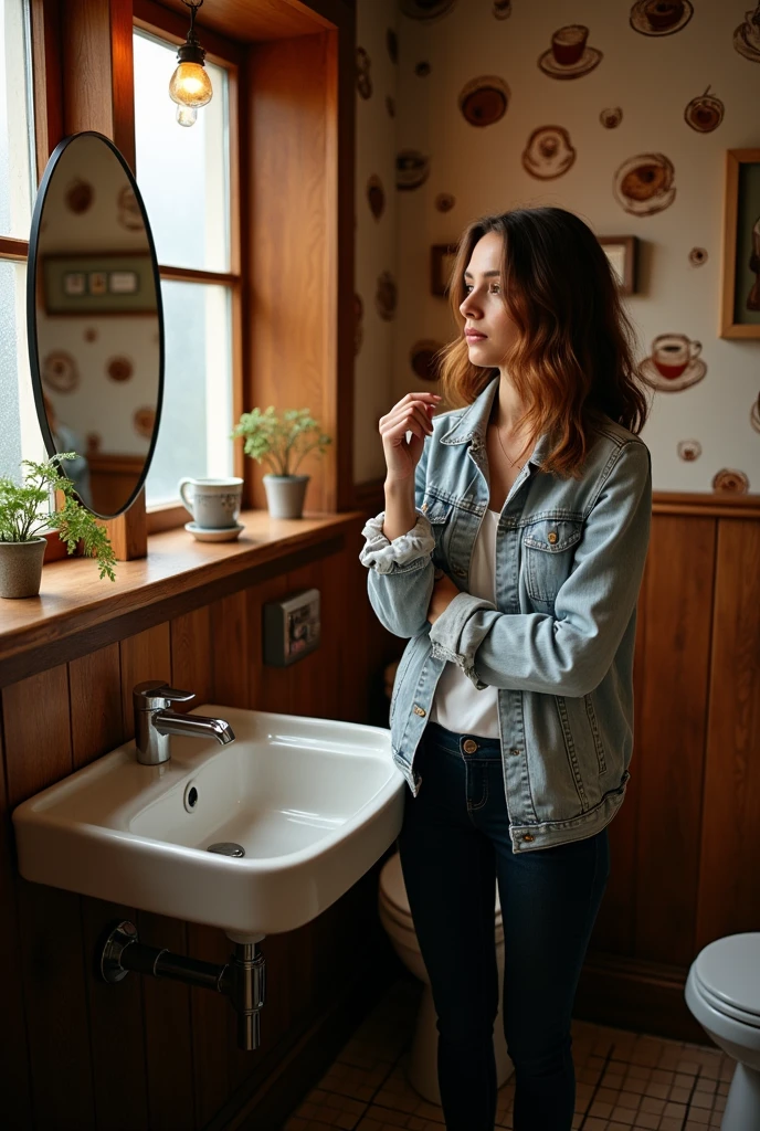 Woman in Costa&#39;s bathroom 