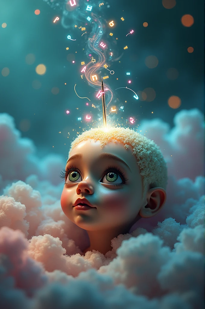 Needle injecting a message into a head