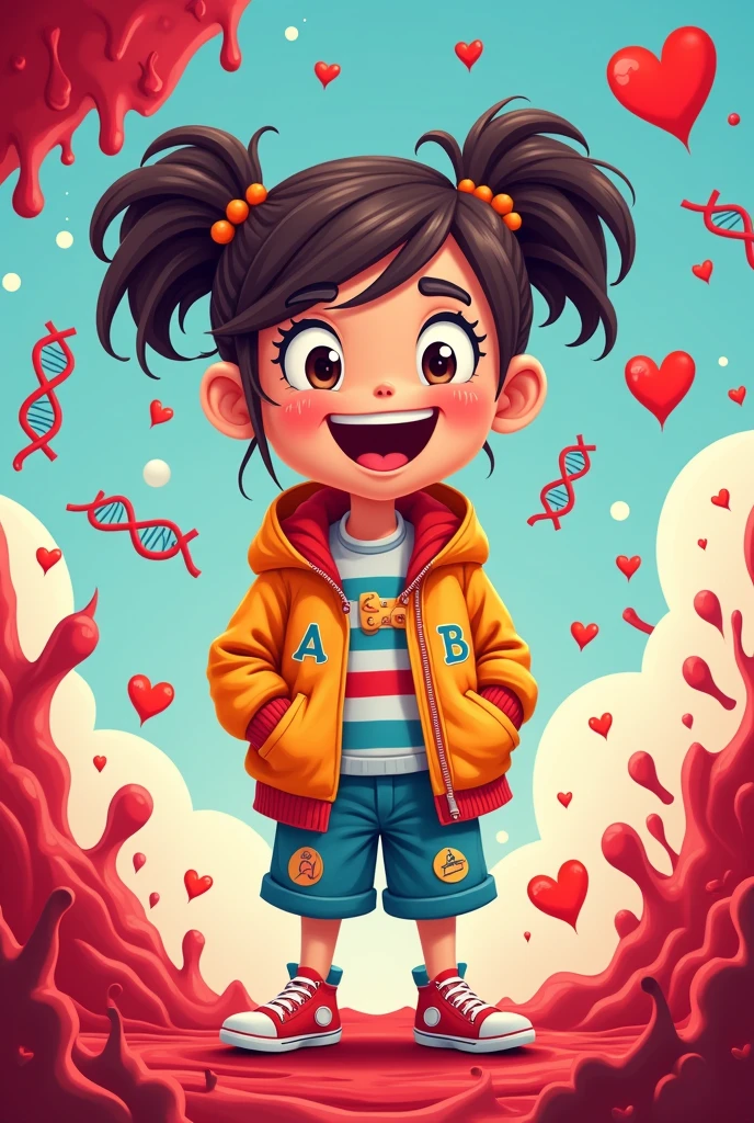 Animated and more elaborate blood type AB persona for infographic 