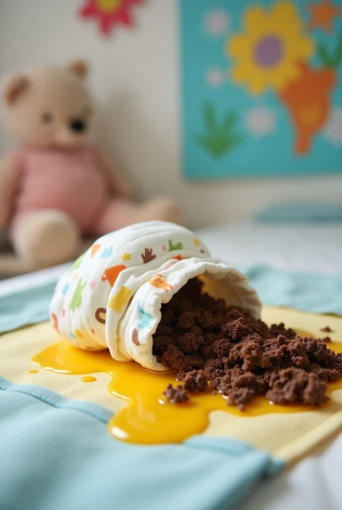  diaper with poop and pee 
