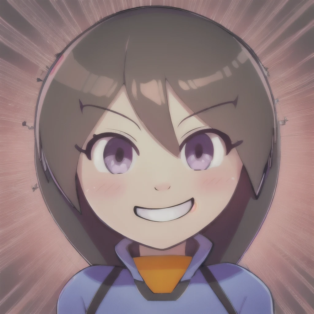 mii gunner SSBU, looks at the viewers, winks, draws only the face, white background, smiles a wide, cheerful smile, smiling face, dimples, precision in drawing the face, Excellent drawing for Mii Gunner SSBU, clear lines and excellent drawing, for use as a logo