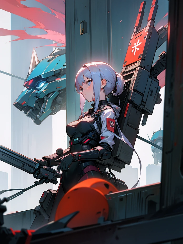 Best Girl Mecha and explosive cyberpunk city