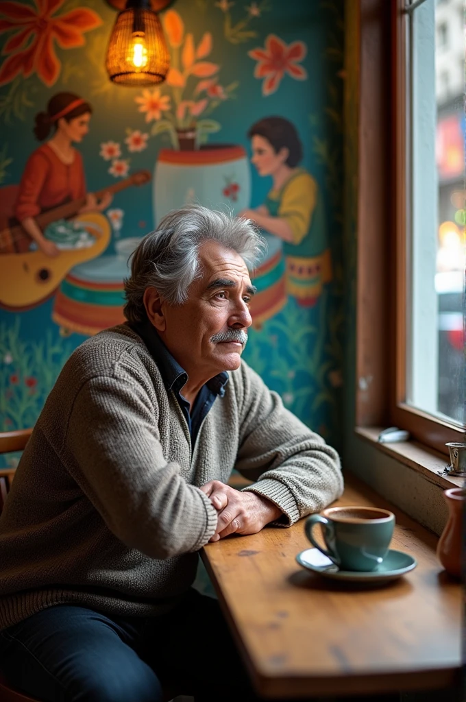 Chilean man drinking coffee 