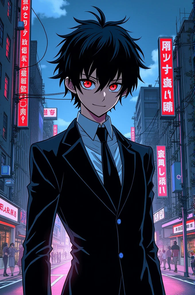 A manga about a psychopath who gave in to evil, with Odasaku's hair style, the character's suit style from Dragon Ball. 