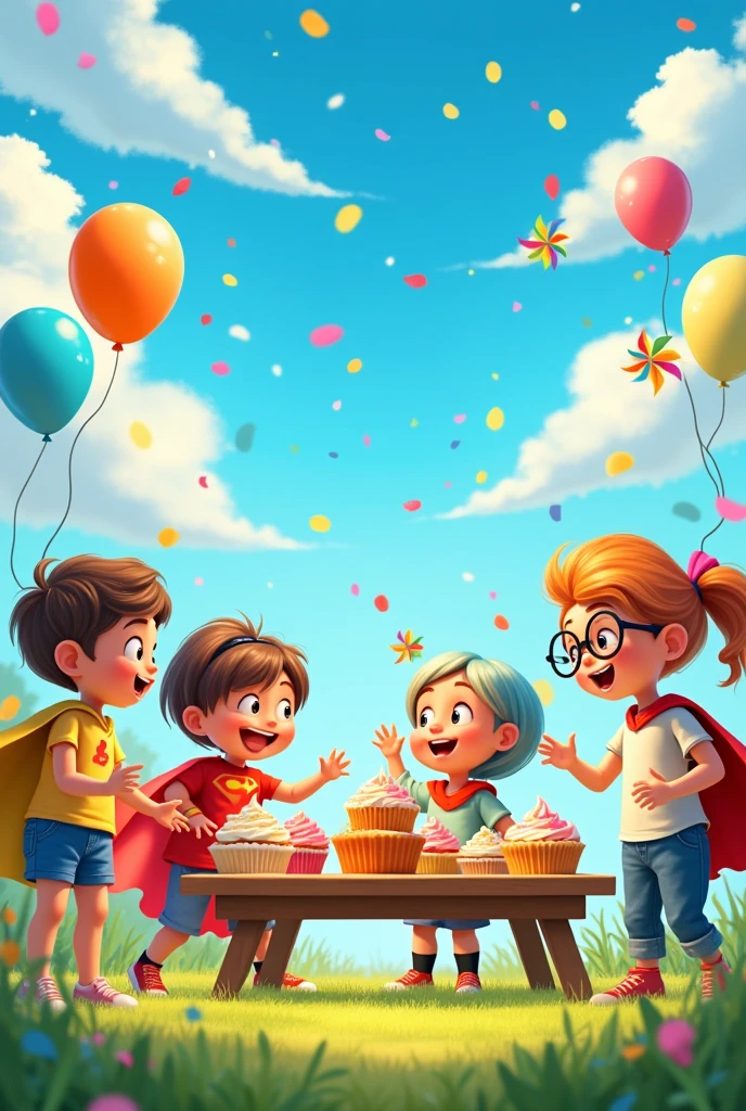 Commemorative photo of a children's day party in animation