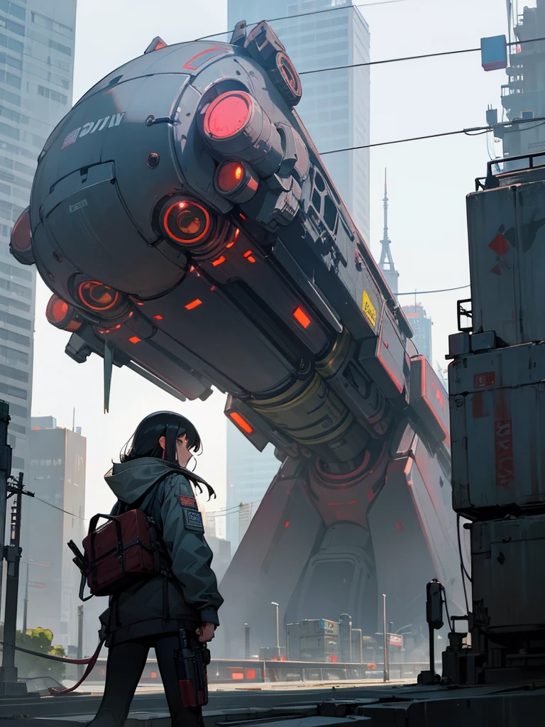Best Girl Mecha and explosive cyberpunk city