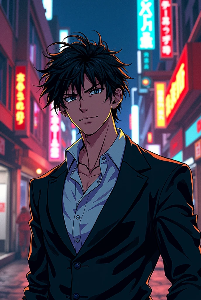A manga about a psychopath who gave in to his evil, with Odasaku's hairstyle, a suit style of a Dragon Ball character, and a personality that's pleasant and funny.