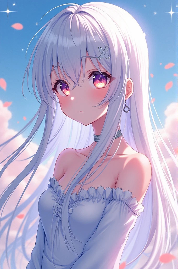 Bare white hair anime style