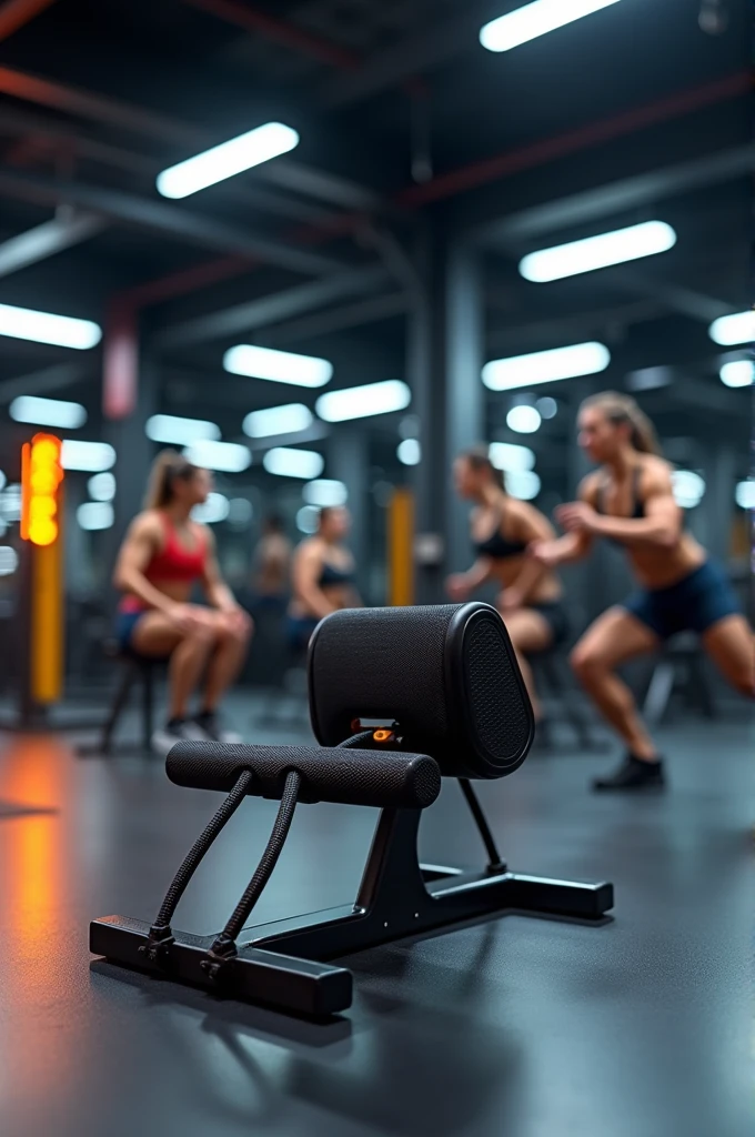 Create a chest exercise product that has a small cushion on the back, strong ropes on the sides, and two handles in front to pull the ropes. 