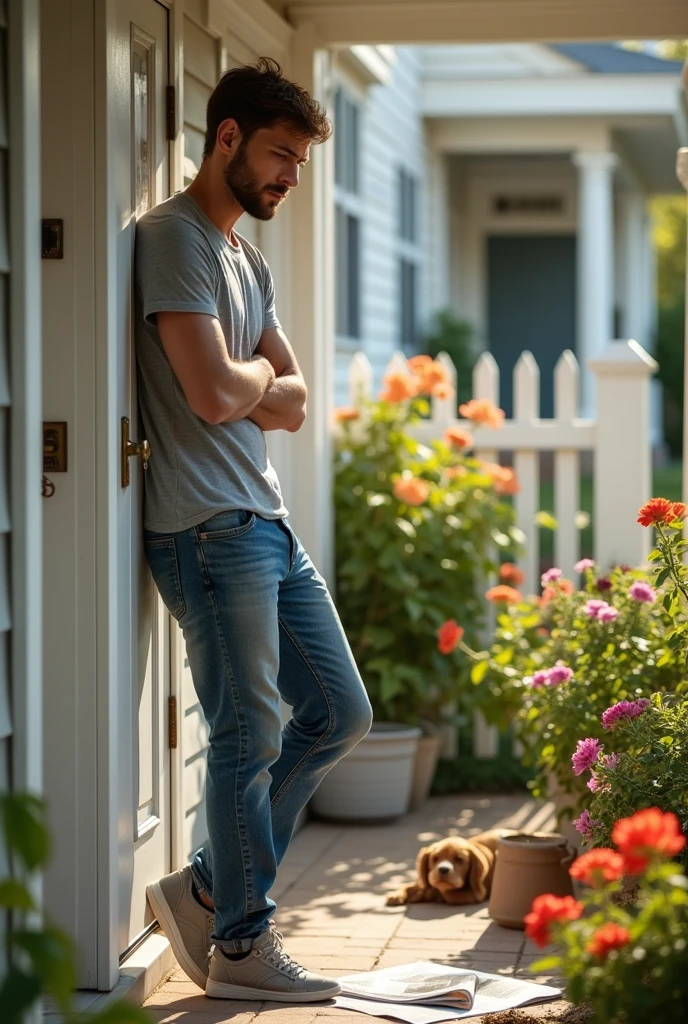 25-year-old man forgetting his house keys at the door 