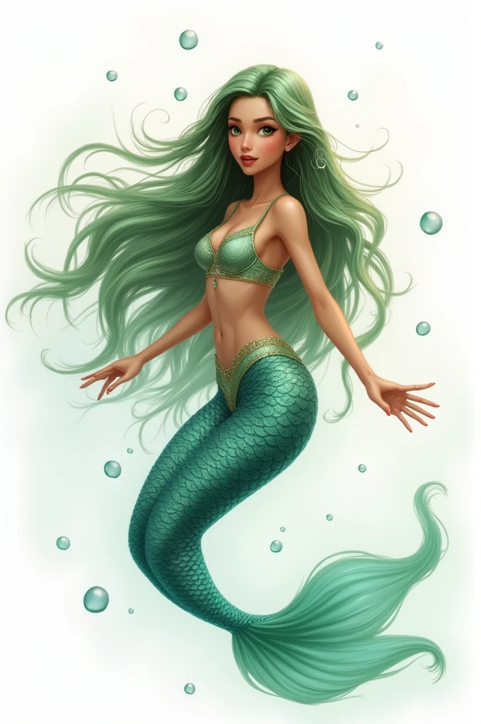 Iara mermaid on a white background