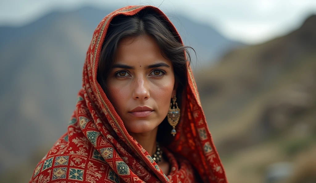 A half body picture of Pakistani Pathan woman with age of 25 to 30