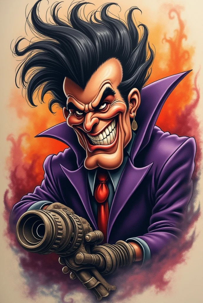 Realistic armed Dick Dastardly tattoo