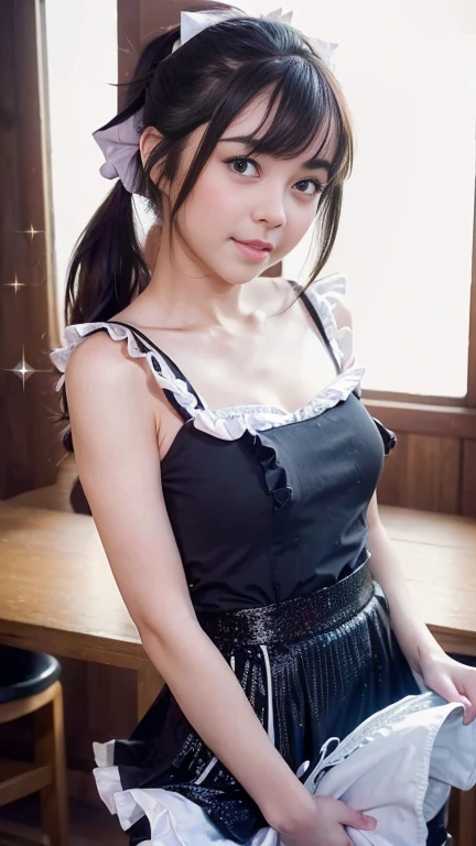 ((smile))、Confused、RAW Photos、(((The ultimate portrait masterpiece)))、((The cutest girl in the world:1.4))、1 girl、、、Cute face、((Silky Hair))、(A high ponytail tied with a ribbon:1.4)、((small perky breasts:1))、((Eyes that shine like jewels))、Glowing Skin、(young woman),Thin ribbon、、、(She shyly pulls up her skirt:1.3),((Crotch from the front))、A skirt fluttering in the wind、eyeliner、Beautiful Bangs、Hair between the eyes、((solve、High resolution))、Detailed Background、8 Commercial Code、Digital SLR、Soft Light、high solve、Film Grain、Fujifilm XT3、Shallow depth of field、Natural Soft Light、Narrow waist,(Beautiful girl with sparkling eyes:1.4),(),(You can see the shaved pan:1.3),(Very beautiful shaved pussy:1.3),(The idol-like cuteness of high school girls:1),(Frill-loving idol:1.3),(Ultra Dynamic:1),(Open your from side to side by yourself:0.7)