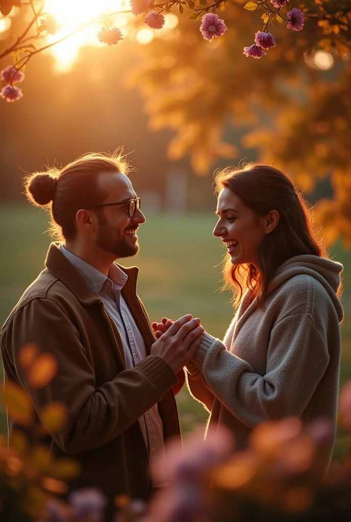 A couple getting proposed to at the same time, they are very happy but one girl wants to try on the husband's clothes
