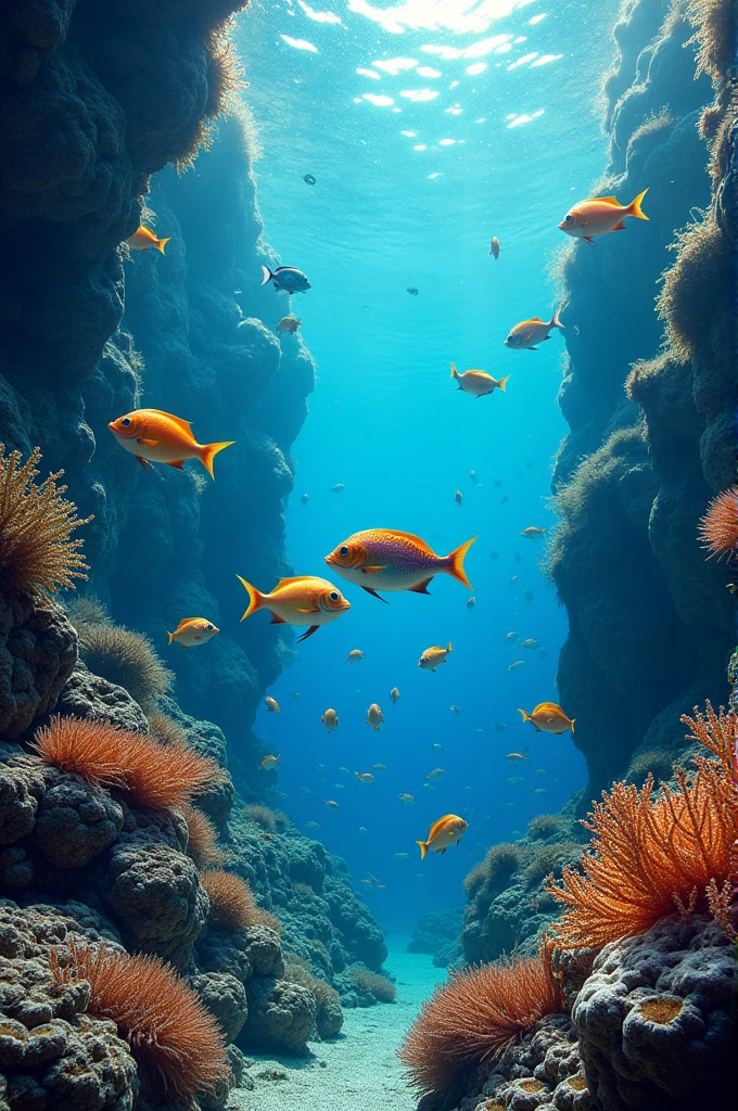 Beautiful fishes in deep sea