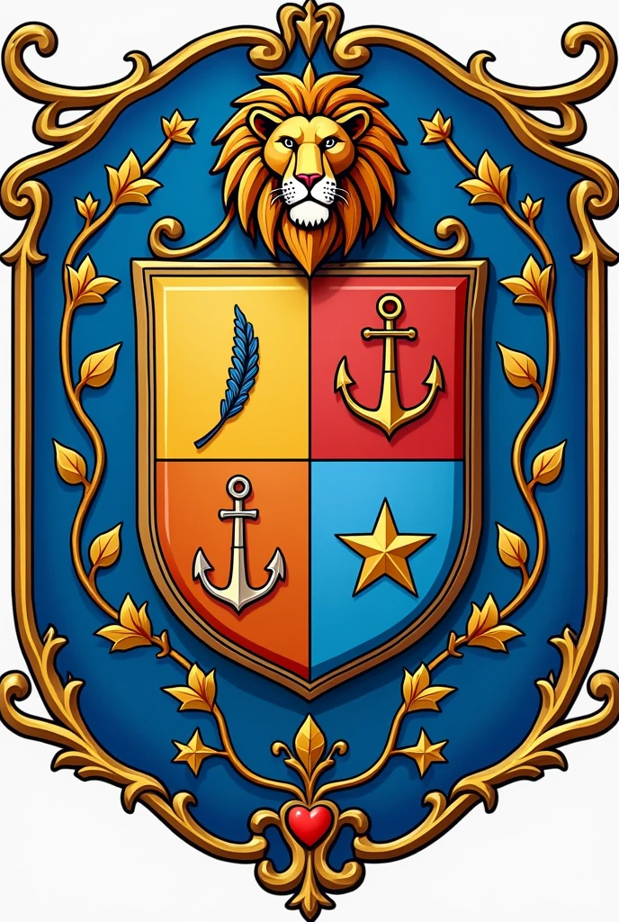 A coat of arms for a group of four friends.
