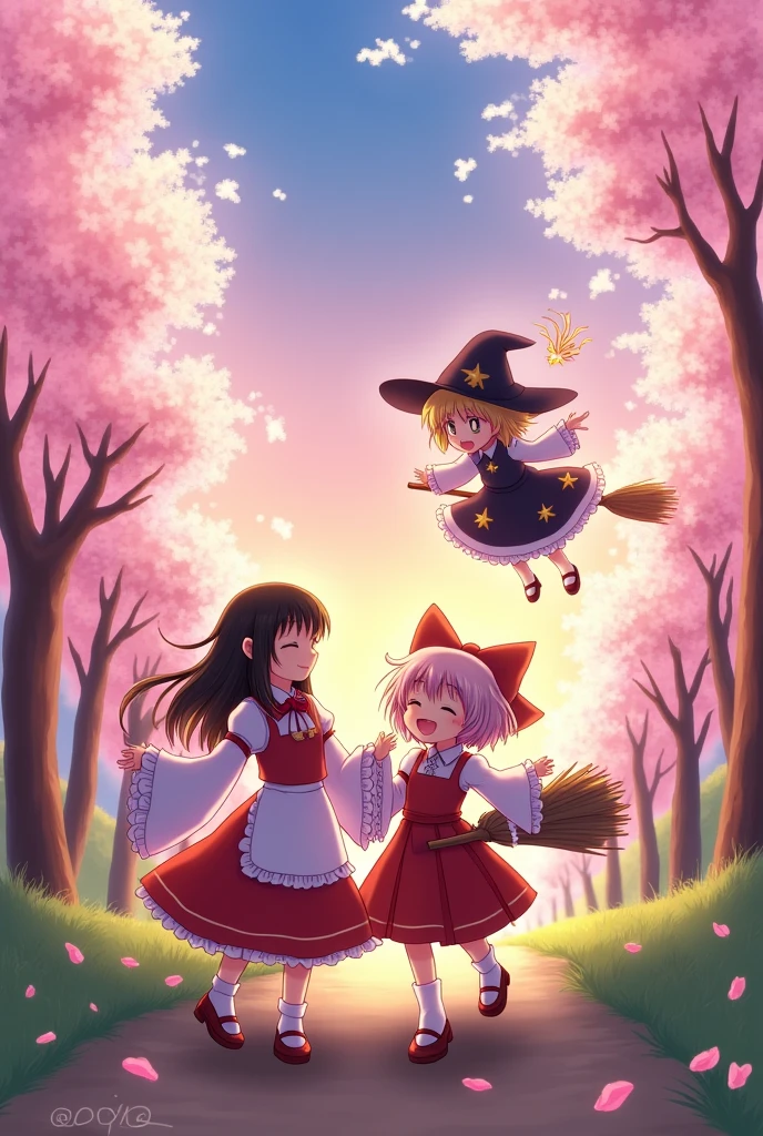 Reimu and Marisa from Touhou ship art