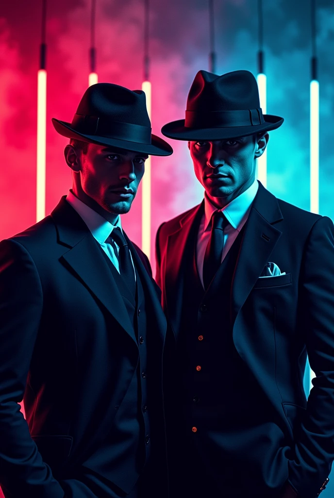 Logo DJ avec deux personnes masculin style peaky blinders