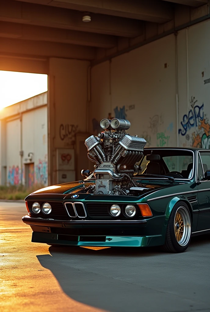 BMW M1 with a huge engine from the hood older even bigger engine even much bigger older a little smaller BMW M1 more realistic look