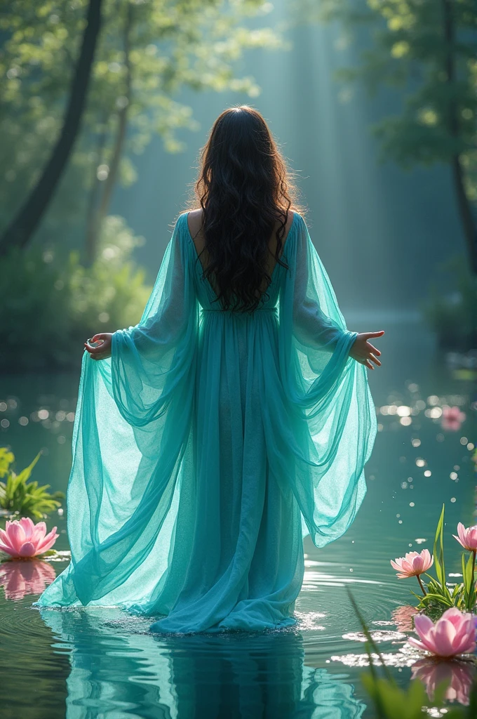 Water avatar, dark brown hair, healer energy