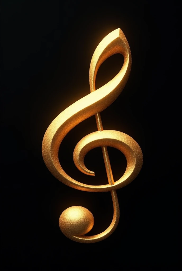 Create an image of the letter "in" shaped like a musical note in gold and 3D.