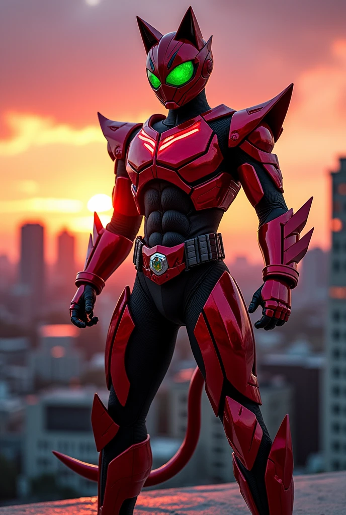 Kamen Rider inspired by a cat, red armor Power Ranger red cat