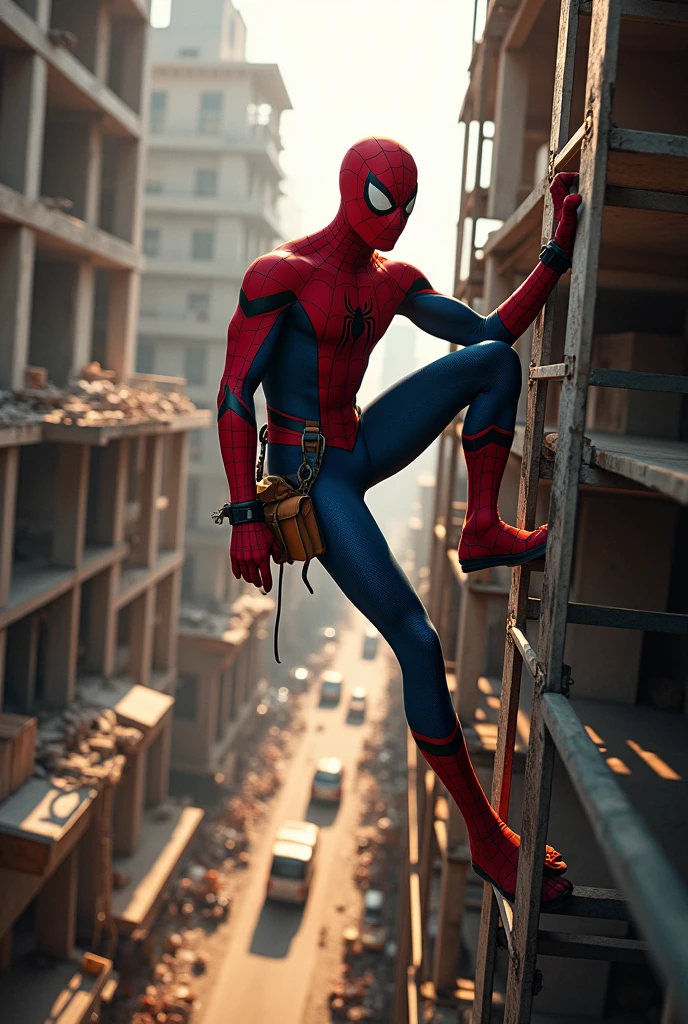 Spider-Man working on the construction site