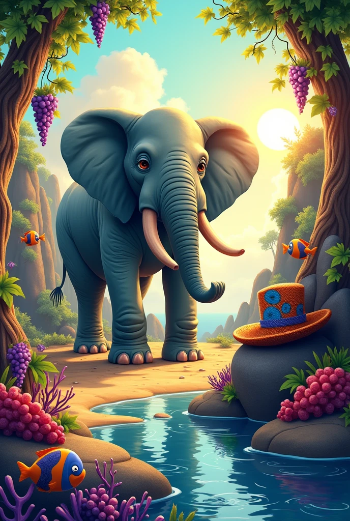 Verse 2:
E is for Elephant, big and tall,
F is for Fish, swimming by the wall.
G is for Grapes, purple and sweet,
H is for Hat, that’s cool and neat!