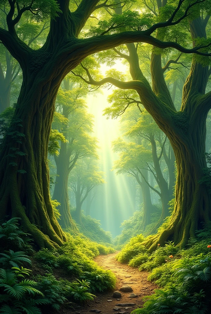 forest background, only plants and trees