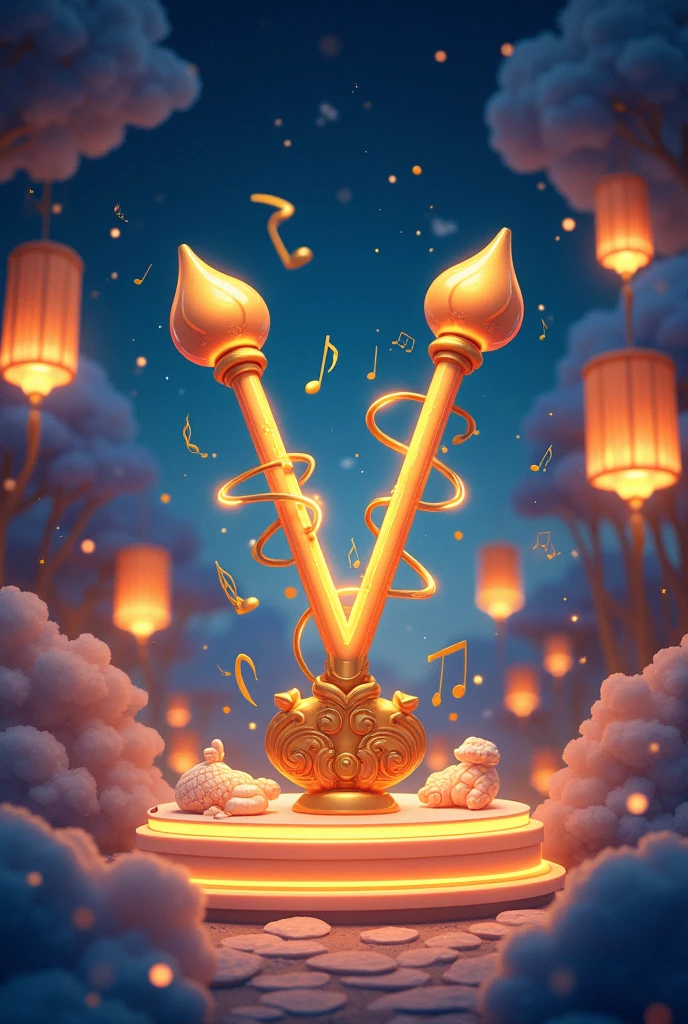 Design the Sol musical key in the shape of a V