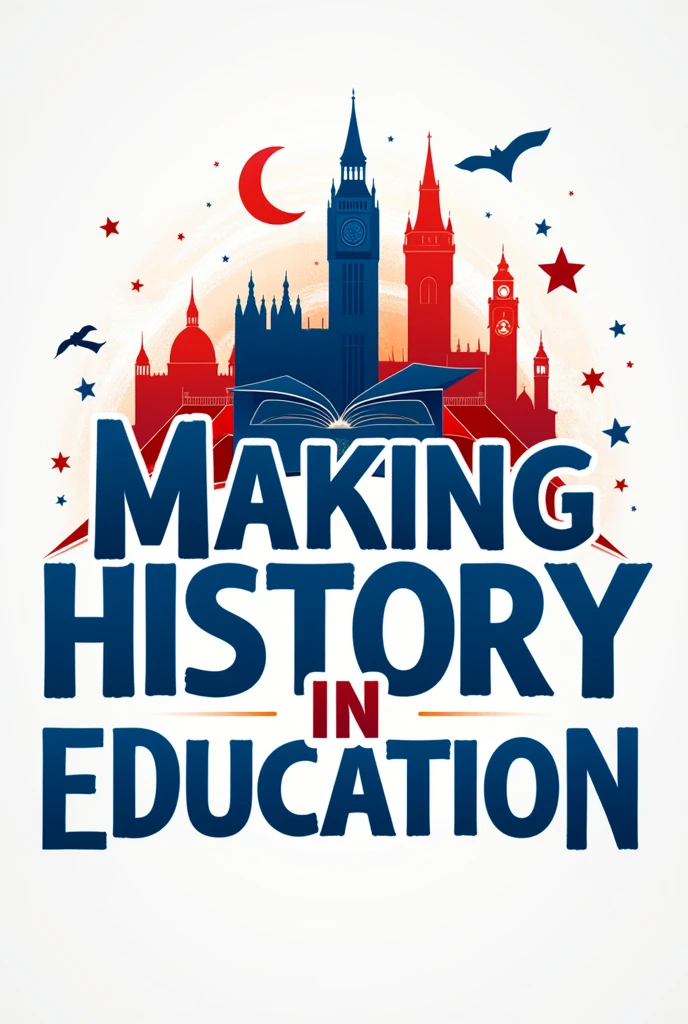 Making History in Education blue and red simple text logo