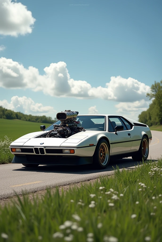 BMW M 1 with a huge engine from the hood older even larger engine even much larger older a bit smaller BMW M1 more realistic look the engine easier to represent M 1 more authentic look M 1 ! Don't portray the engine as so complex, just like on a country road this engine with a BMW M 1 on a country road older M 1 Larger the engine even bigger