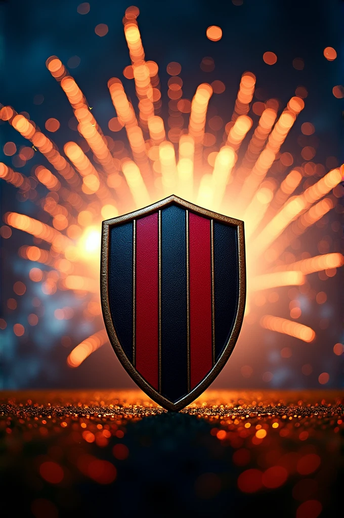 São Paulo Futebol Clube's shield with fireworks exploding in the background.