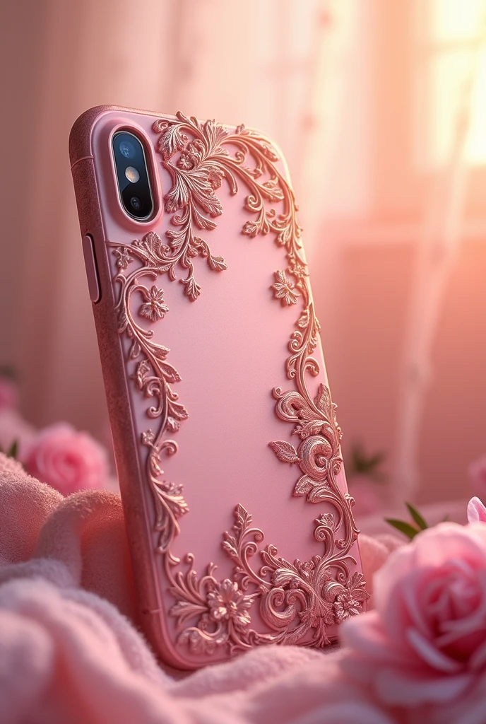 (photorealism:1.2), beautiful pink phonecase amazon no print, intricate details, warm colors, by Greg Rutkowski, by Alphonse Mucha