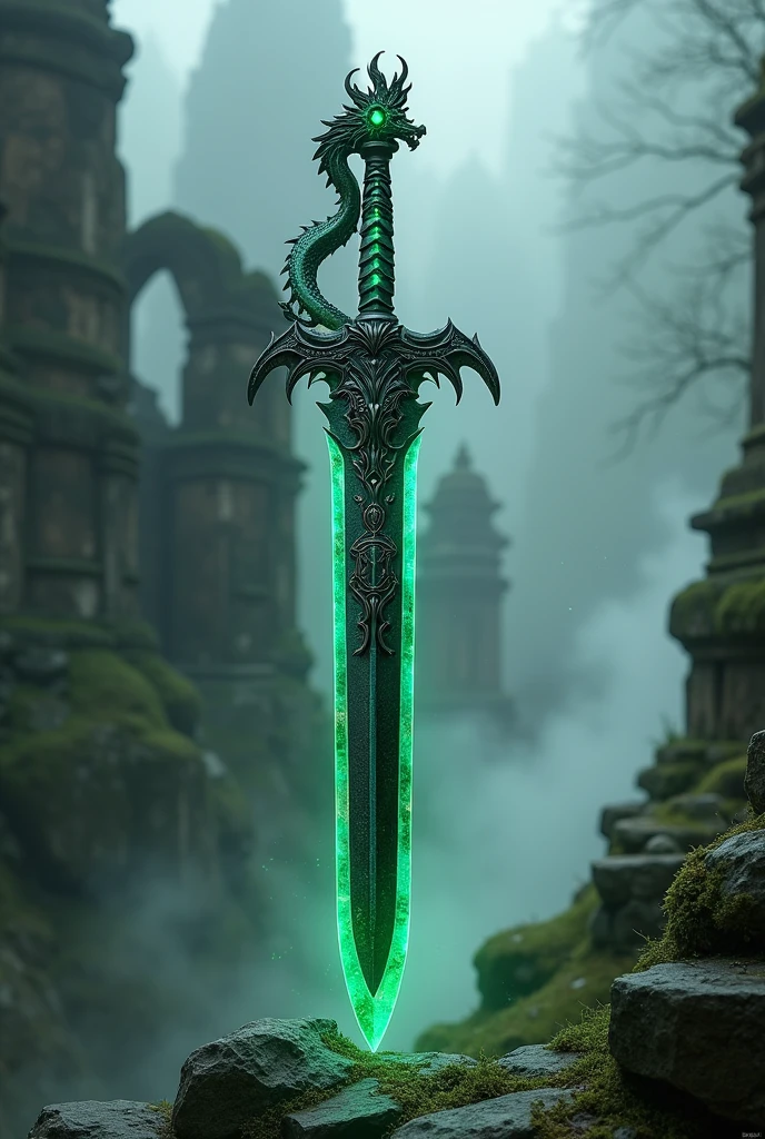 A black and jade color dragon sword 