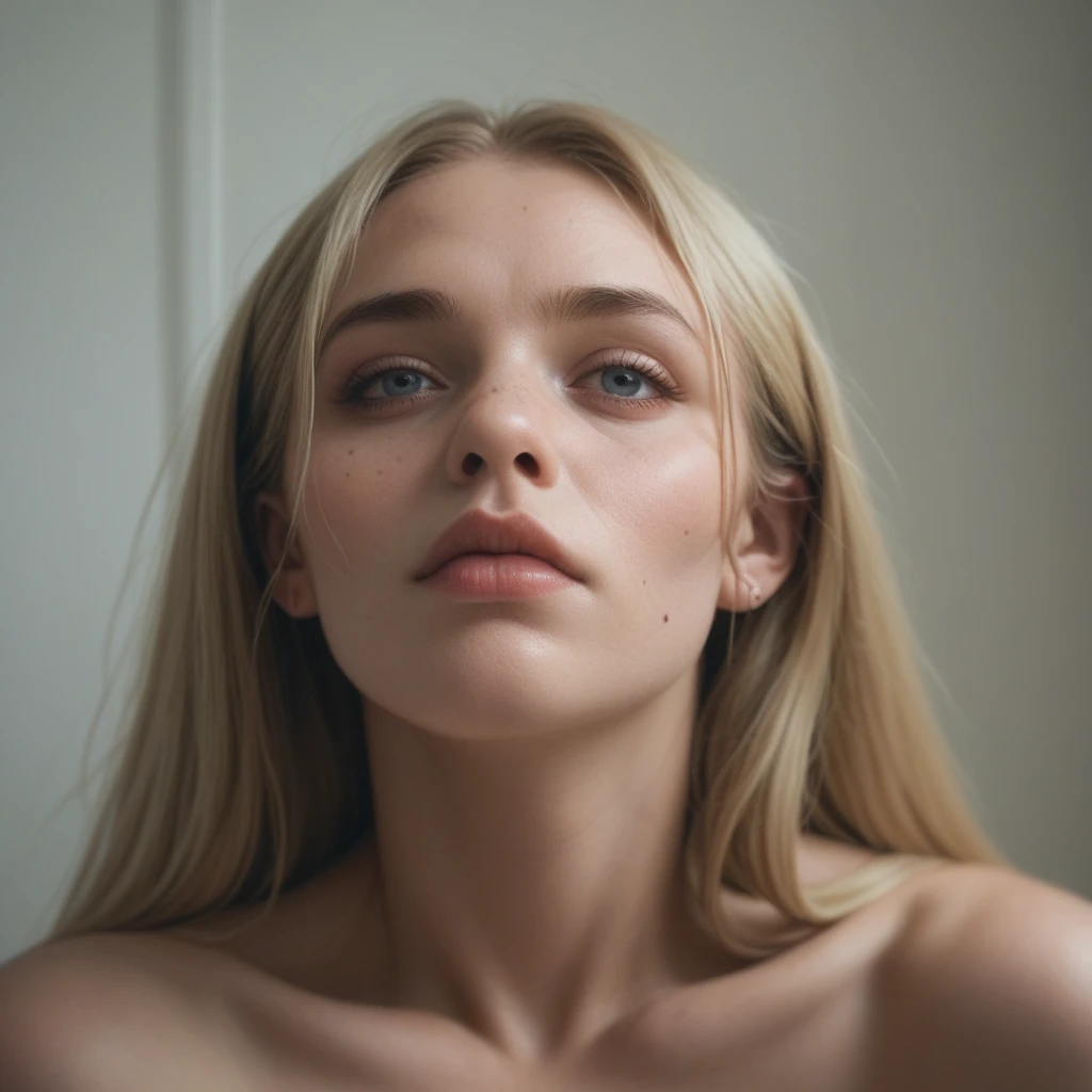21 year old female serial killer, focus on face, very pretty, perfect face and body, pale, blonde 
