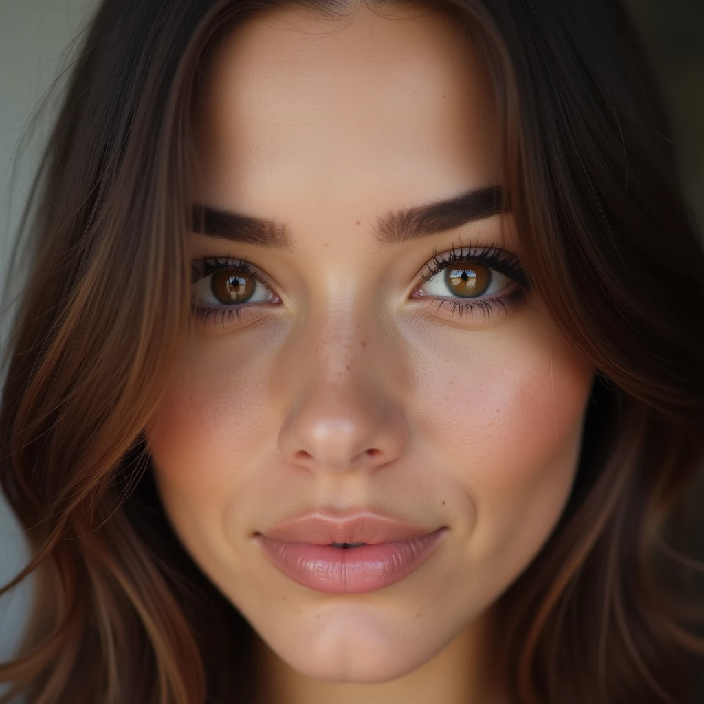 Face, beautiful brunette, close up, brown eye