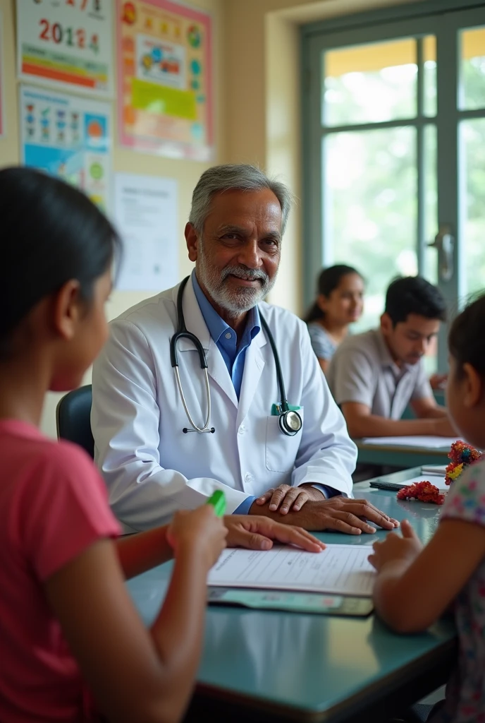 Clinic in Action: Dr. Sudhir treating various patients in his clinic, showcasing different medical scenarios
