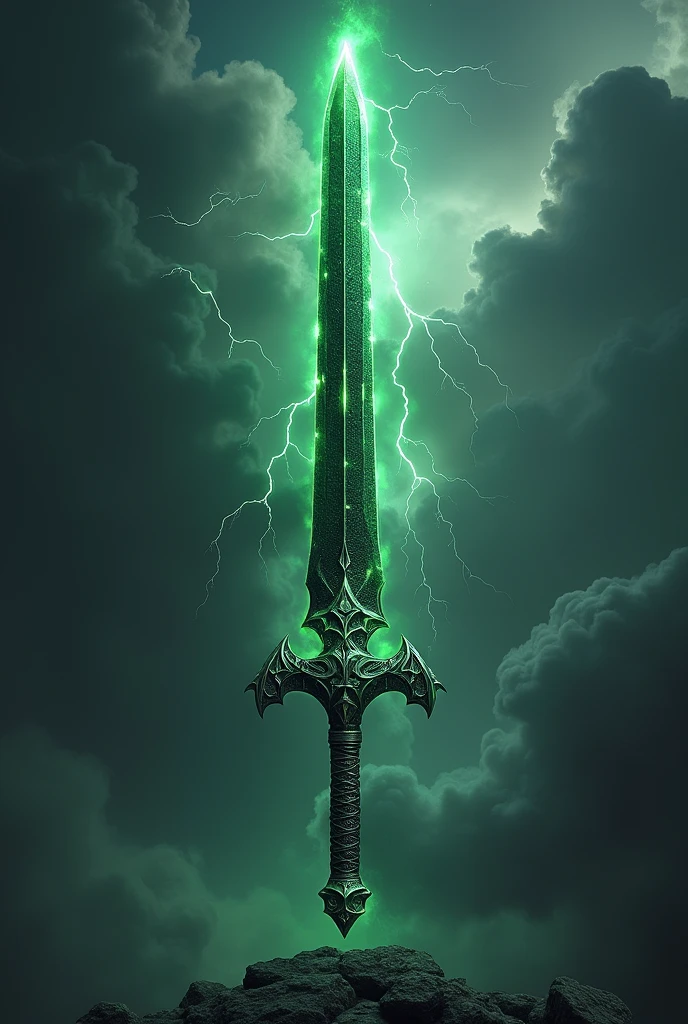 A black and green color over powered dragon sword