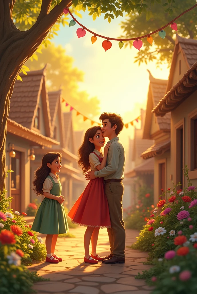 
- Gaon mein khushi aur aman ho jata hai
- Log khush hain aur ek dusre se pyaar karte hain

Image prompt: Gaon mein khushi aur aman, log khush hain, Sophia is smiling.


