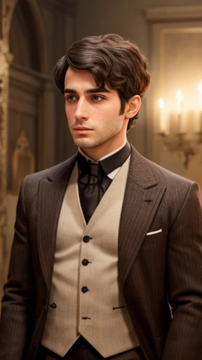 A Jewish man with short hair focuses on the characters' clothing. 