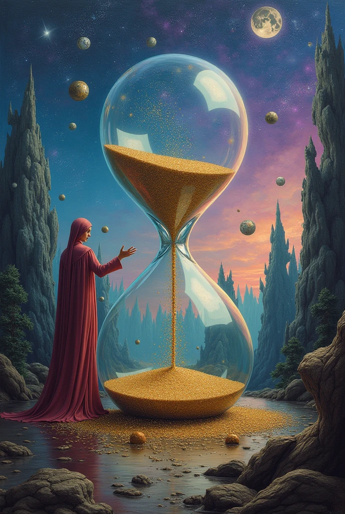 Surrealist hourglass painting