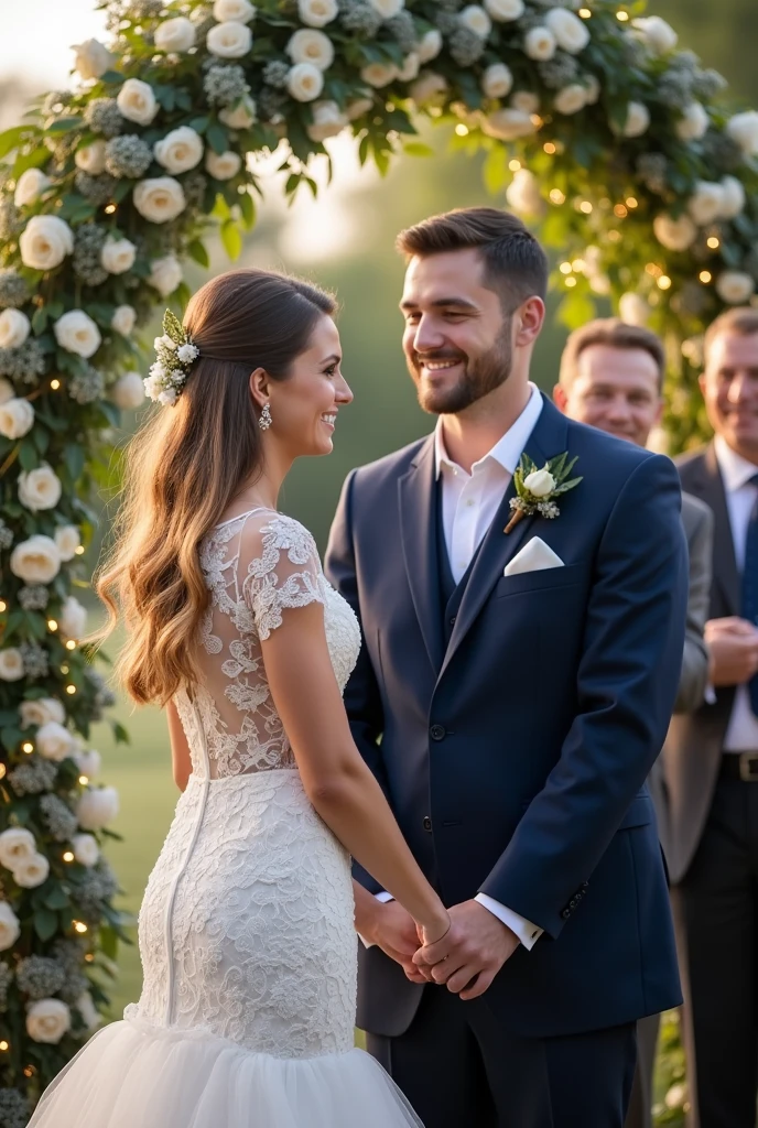 Bride and groom getting married