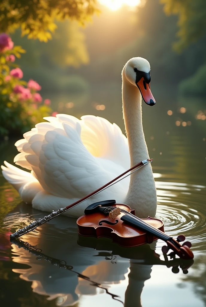 Swan and violin or flute